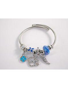 BRANSOLETKA CHARMS Z ZAWIESZKAMI SREBRNA SKRZYDŁO  BOHO...