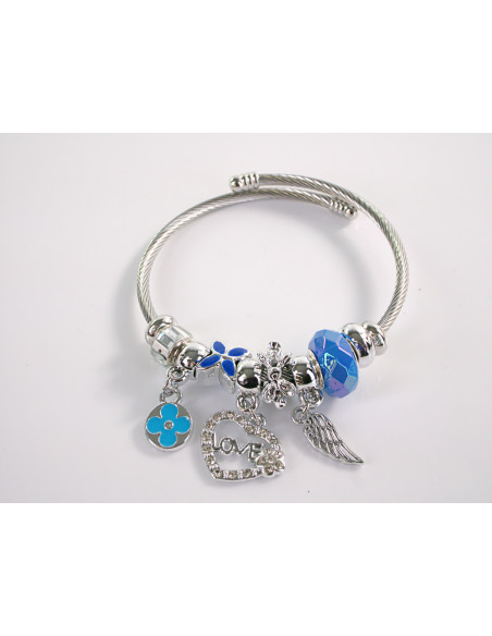 BRANSOLETKA CHARMS Z ZAWIESZKAMI SREBRNA SKRZYDŁO  BOHO  LOLITA AKCESORIA