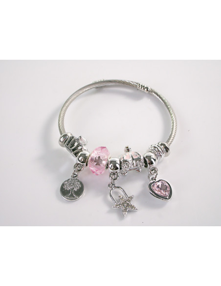 BRANSOLETKA CHARMS Z ZAWIESZKAMI SREBRNA  SERCE BOHO  LOLITA AKCESORIA