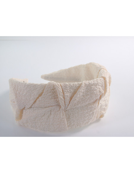 OPASKA DO WŁOSÓW NA GŁOWĘ MARSZCZONA KARBOWANA  LOLITA AKCESORIA ECRU