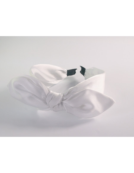 OPASKA DO WŁOSÓW NA GŁOWĘ WĘZEŁ KOKARDA SATYNA LOLITA AKCESORIA BIAŁA