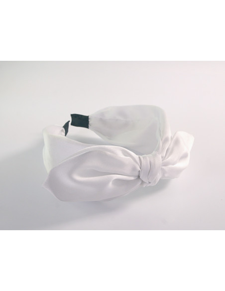 OPASKA DO WŁOSÓW NA GŁOWĘ WĘZEŁ KOKARDA SATYNA LOLITA AKCESORIA BIAŁA