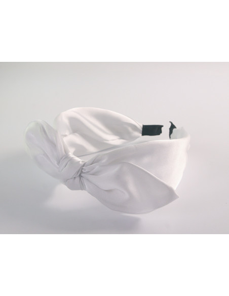 OPASKA DO WŁOSÓW NA GŁOWĘ WĘZEŁ KOKARDA SATYNA LOLITA AKCESORIA BIAŁA