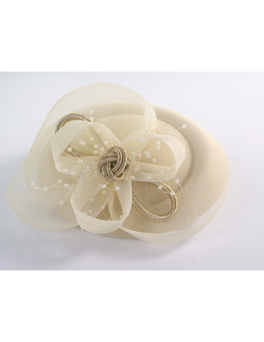 Fascynator na głowę ELEGANCKI ecru STROIK...