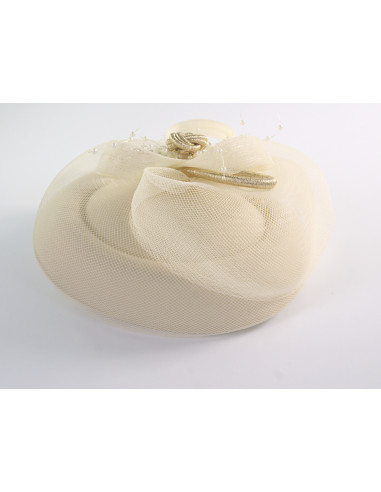 Fascynator na głowę ELEGANCKI ecru STROIK...