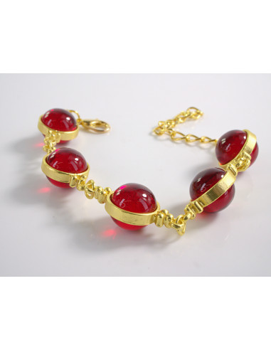 BRANSOLETKA NA RĘKĘ CZERWONE KULE  LOLITA...