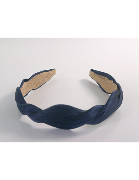 OPASKA na GŁOWĘ SATYNOWY GRANATOWY WARKOCZ  Lolita AKCESORIA