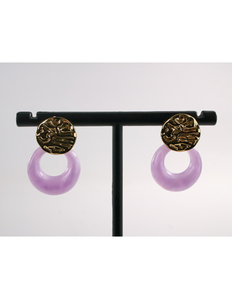 KOLCZYKI ZŁOTO - FIOLETOWE  STAL CHIRURGICZNA LOLITA AKCESORIA