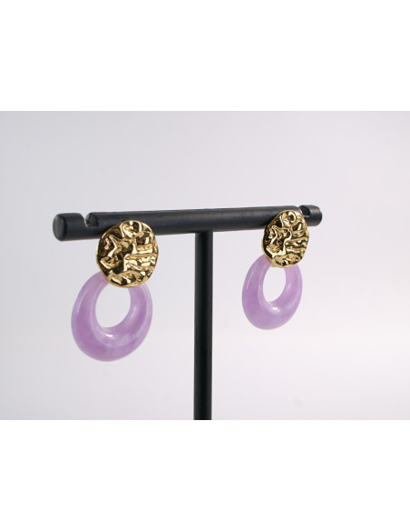 KOLCZYKI ZŁOTO - FIOLETOWE  STAL CHIRURGICZNA LOLITA AKCESORIA
