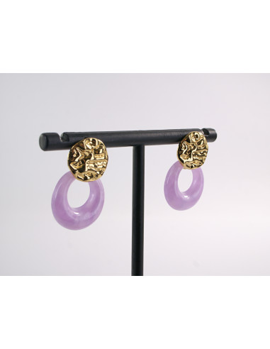 KOLCZYKI ZŁOTO - FIOLETOWE  STAL CHIRURGICZNA...