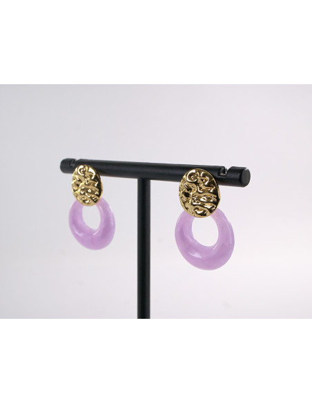 KOLCZYKI ZŁOTO - FIOLETOWE  STAL CHIRURGICZNA LOLITA AKCESORIA