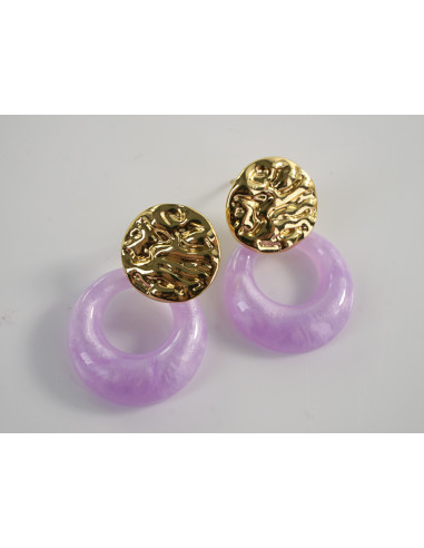 KOLCZYKI ZŁOTO - FIOLETOWE  STAL CHIRURGICZNA...