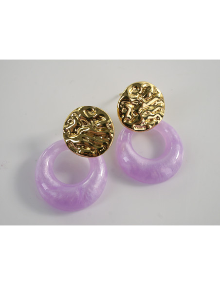 KOLCZYKI ZŁOTO - FIOLETOWE  STAL CHIRURGICZNA LOLITA AKCESORIA