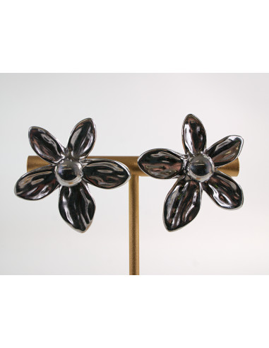 Kolczyki SREBRNE DUŻE KWIATY  XL CHIRURGICZNA...