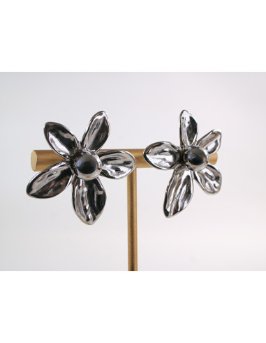 Kolczyki SREBRNE DUŻE KWIATY  XL CHIRURGICZNA...