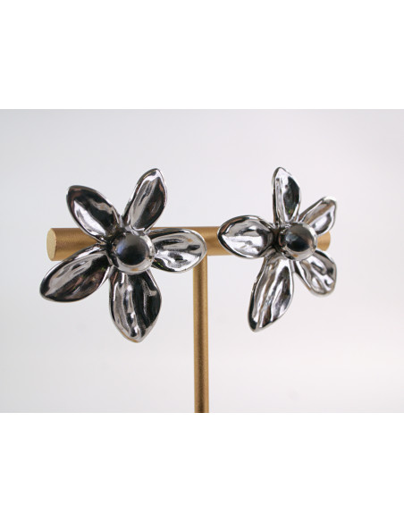 Kolczyki SREBRNE DUŻE KWIATY  XL CHIRURGICZNA LOLITA AKCESORIA