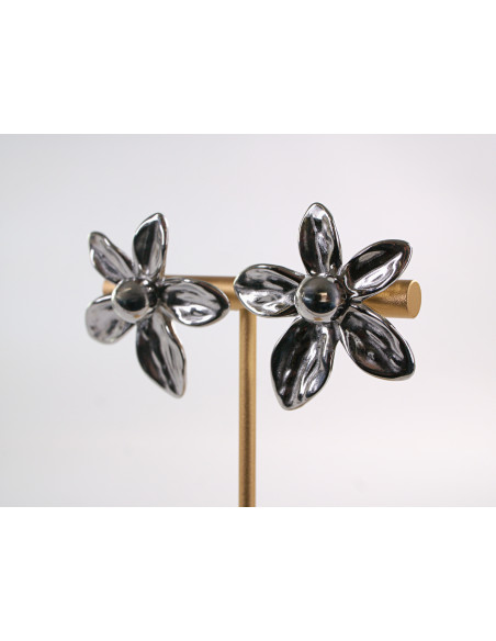 Kolczyki SREBRNE DUŻE KWIATY  XL CHIRURGICZNA LOLITA AKCESORIA