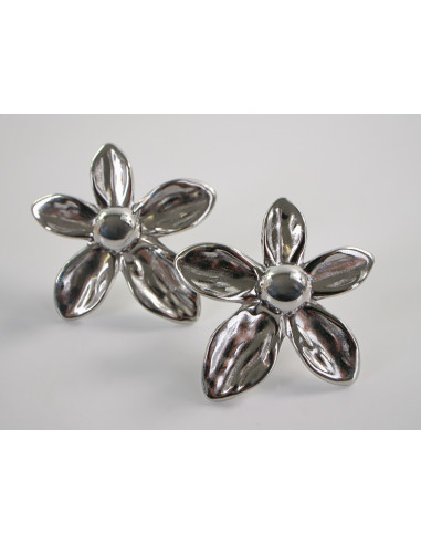 Kolczyki SREBRNE DUŻE KWIATY  XL CHIRURGICZNA...