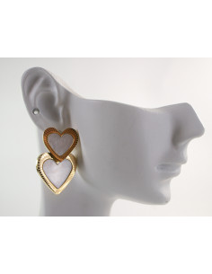 Kolczyki ZŁOTE PODWÓJNE SERCA SERDUSZKA  CHIRURGICZNA...