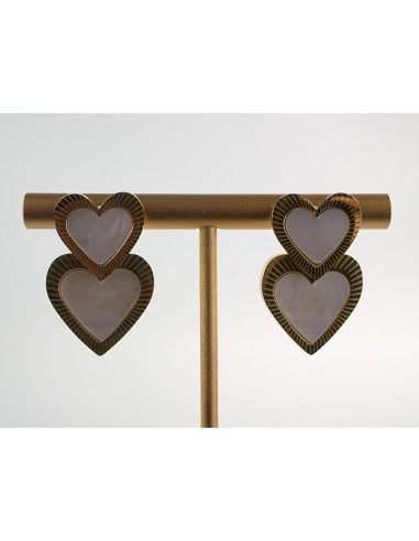 Kolczyki ZŁOTE PODWÓJNE SERCA SERDUSZKA...