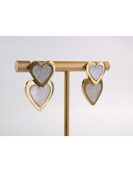Kolczyki ZŁOTE PODWÓJNE SERCA SERDUSZKA  CHIRURGICZNA LOLITA AKCESORIA
