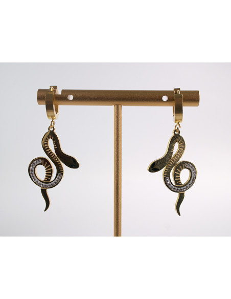 Kolczyki ZŁOTE DŁUGIE WĘŻE  CHIRURGICZNA LOLITA AKCESORIA