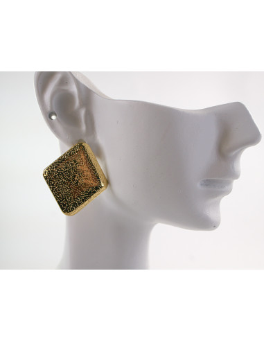 Kolczyki ZŁOTE SZCZOTKOWANE ROMBY CHIRURGICZNA...