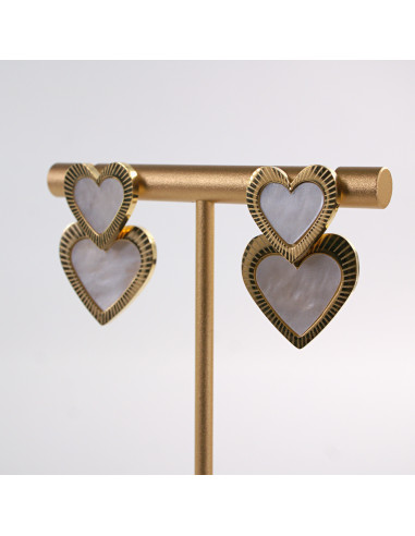 Kolczyki ZŁOTE PODWÓJNE SERCA SERDUSZKA...