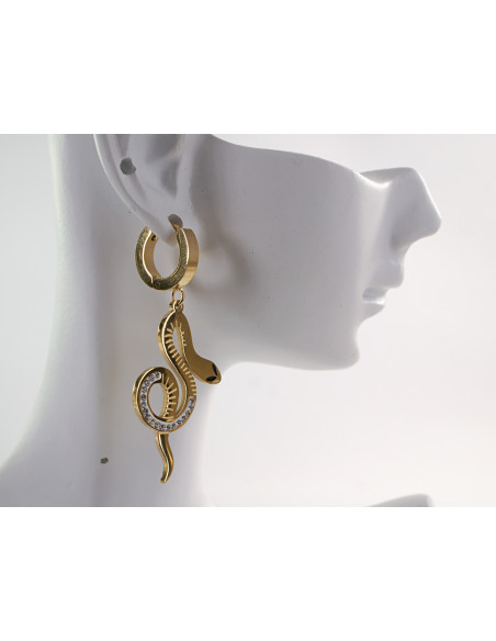 Kolczyki ZŁOTE DŁUGIE WĘŻE  CHIRURGICZNA LOLITA AKCESORIA