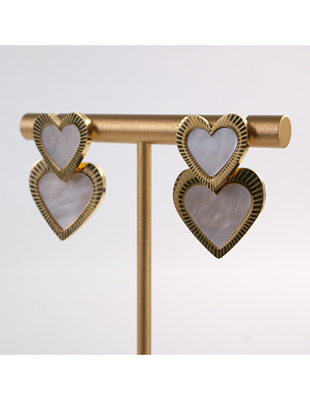 Kolczyki ZŁOTE PODWÓJNE SERCA SERDUSZKA  CHIRURGICZNA LOLITA AKCESORIA