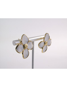 Kolczyki ZŁOTO - BIAŁE KWIATY KWIATKI  CHIRURGICZNA... 2