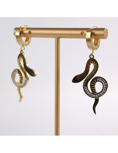 Kolczyki ZŁOTE DŁUGIE WĘŻE  CHIRURGICZNA LOLITA...
