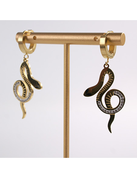 Kolczyki ZŁOTE DŁUGIE WĘŻE  CHIRURGICZNA LOLITA AKCESORIA