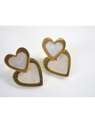 Kolczyki ZŁOTE PODWÓJNE SERCA SERDUSZKA...