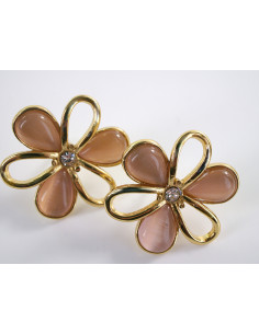 Kolczyki ZŁOTO - ŁOSOSIOWE KWIATY KWIATKI  CHIRURGICZNA...