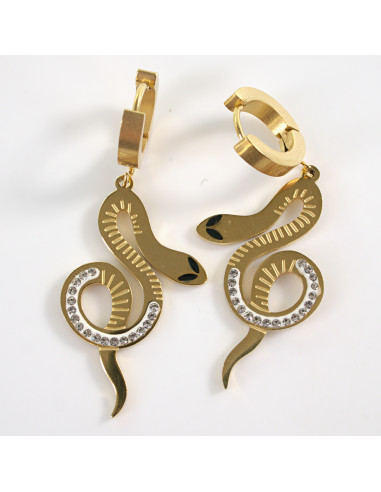 Kolczyki ZŁOTE DŁUGIE WĘŻE  CHIRURGICZNA LOLITA...