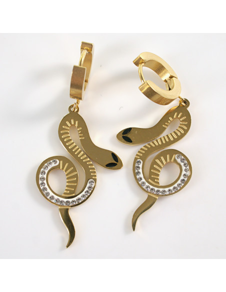 Kolczyki ZŁOTE DŁUGIE WĘŻE  CHIRURGICZNA LOLITA AKCESORIA