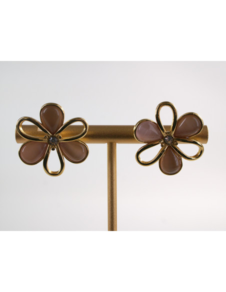 Kolczyki ZŁOTO - ŁOSOSIOWE KWIATY KWIATKI  CHIRURGICZNA LOLITA AKCESORIA