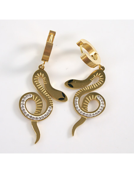 Kolczyki ZŁOTE DŁUGIE WĘŻE  CHIRURGICZNA LOLITA AKCESORIA