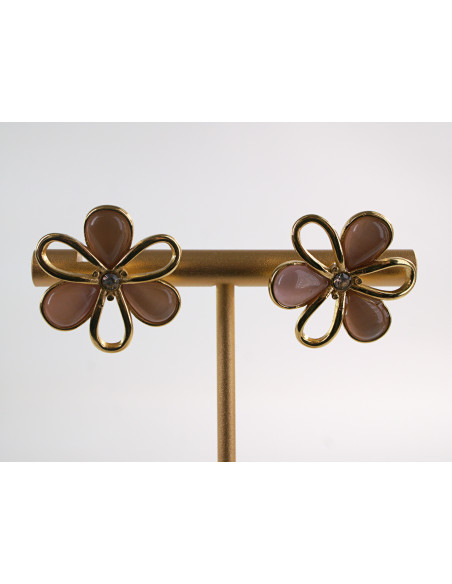 Kolczyki ZŁOTO - ŁOSOSIOWE KWIATY KWIATKI  CHIRURGICZNA LOLITA AKCESORIA