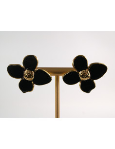 Kolczyki ZŁOTO - CZARNE KWIATY KWIATKI  CHIRURGICZNA... 2