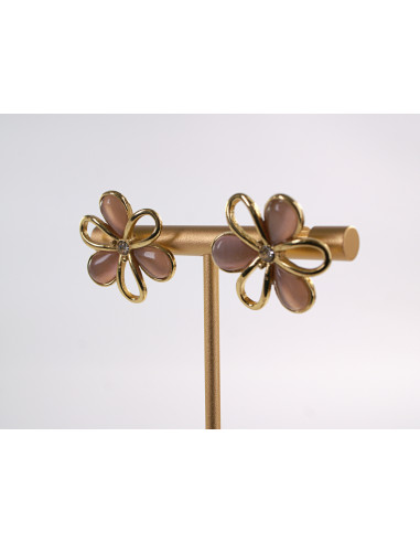 Kolczyki ZŁOTO - ŁOSOSIOWE KWIATY KWIATKI...