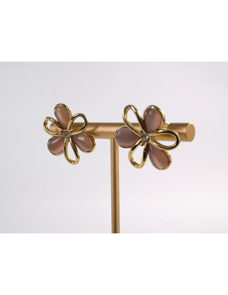 Kolczyki ZŁOTO - ŁOSOSIOWE KWIATY KWIATKI  CHIRURGICZNA LOLITA AKCESORIA