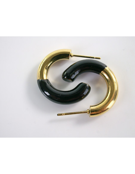 Kolczyki ZŁOTO- CZARNE KOŁA  CHIRURGICZNA LOLITA AKCESORIA