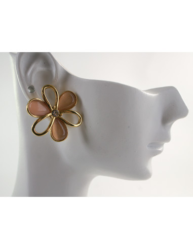 Kolczyki ZŁOTO - ŁOSOSIOWE KWIATY KWIATKI...