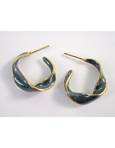 Kolczyki ZŁOTO- CZARNE KOŁA  CHIRURGICZNA...