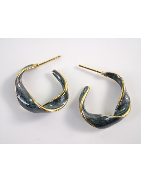 Kolczyki ZŁOTO- CZARNE KOŁA  CHIRURGICZNA LOLITA AKCESORIA