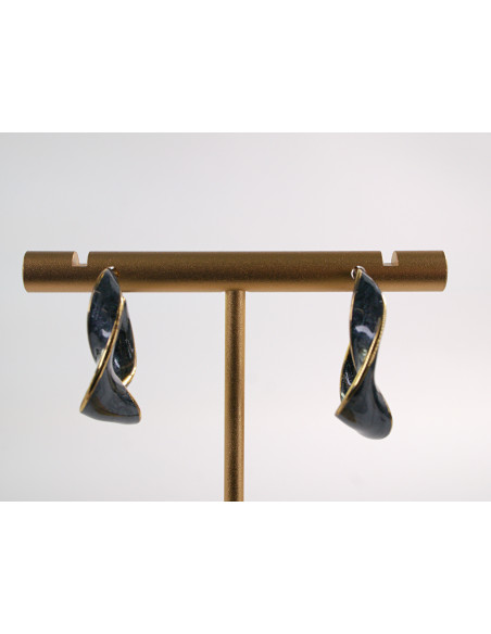 Kolczyki ZŁOTO- CZARNE KOŁA  CHIRURGICZNA LOLITA AKCESORIA