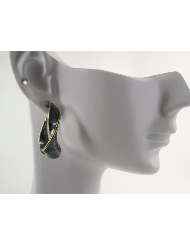 Kolczyki ZŁOTO- CZARNE KOŁA  CHIRURGICZNA...