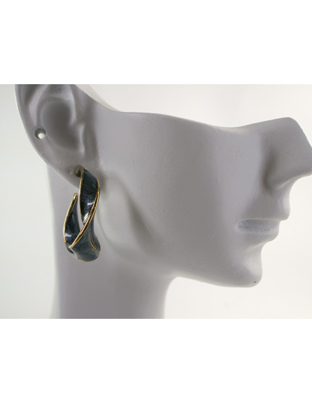 Kolczyki ZŁOTO- CZARNE KOŁA  CHIRURGICZNA LOLITA AKCESORIA